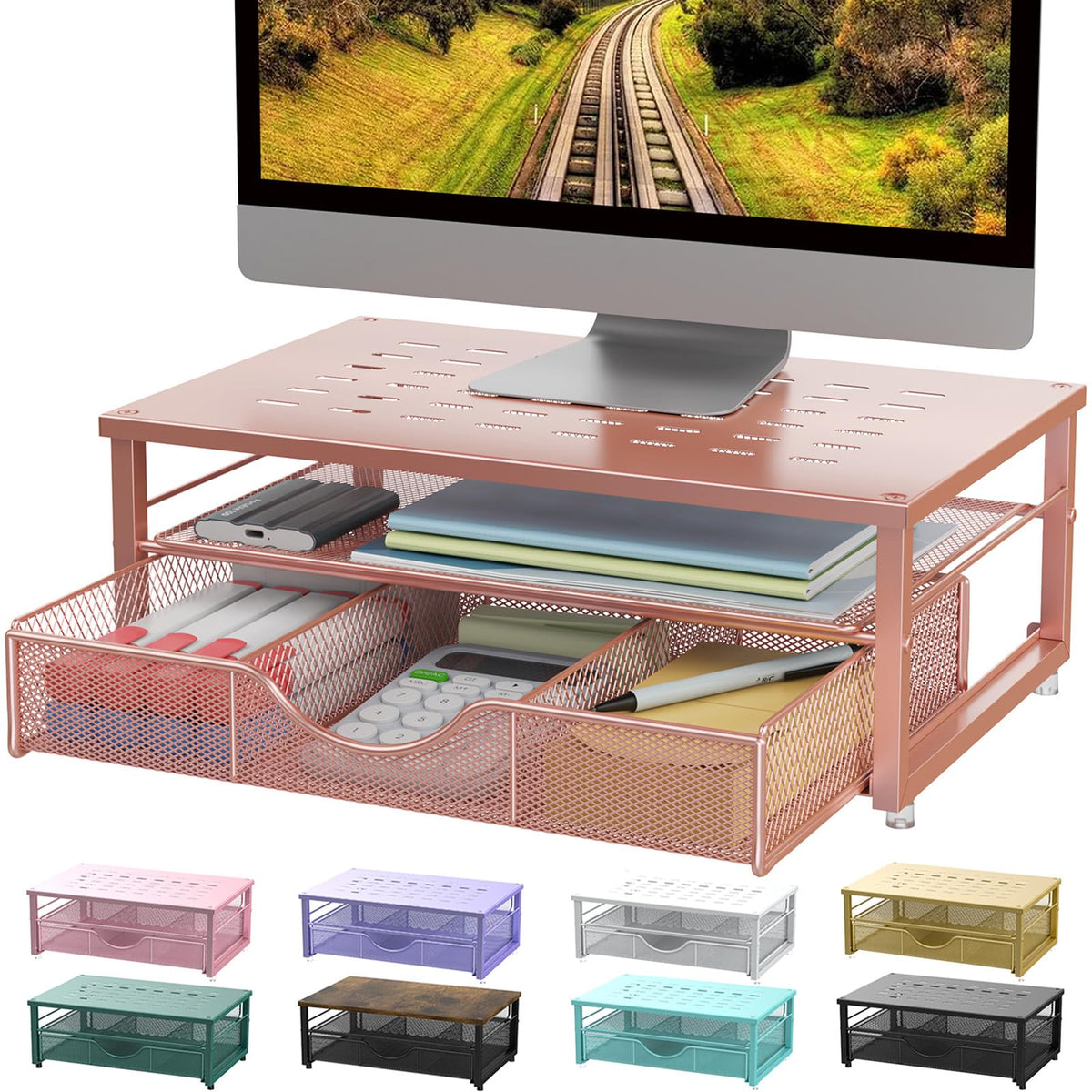 gianotter Monitor Stand with Drawer and 2 Pen Holders