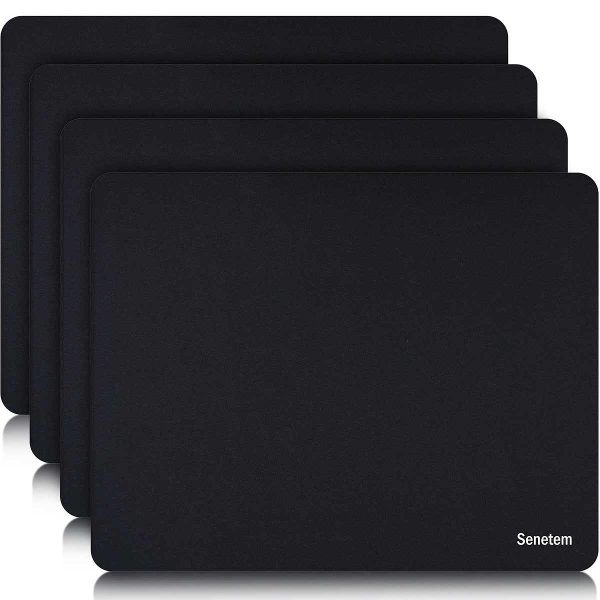 Senetem 4-Pack Mouse Pad, Smooth Gaming Mousepad, Non-Slip Black