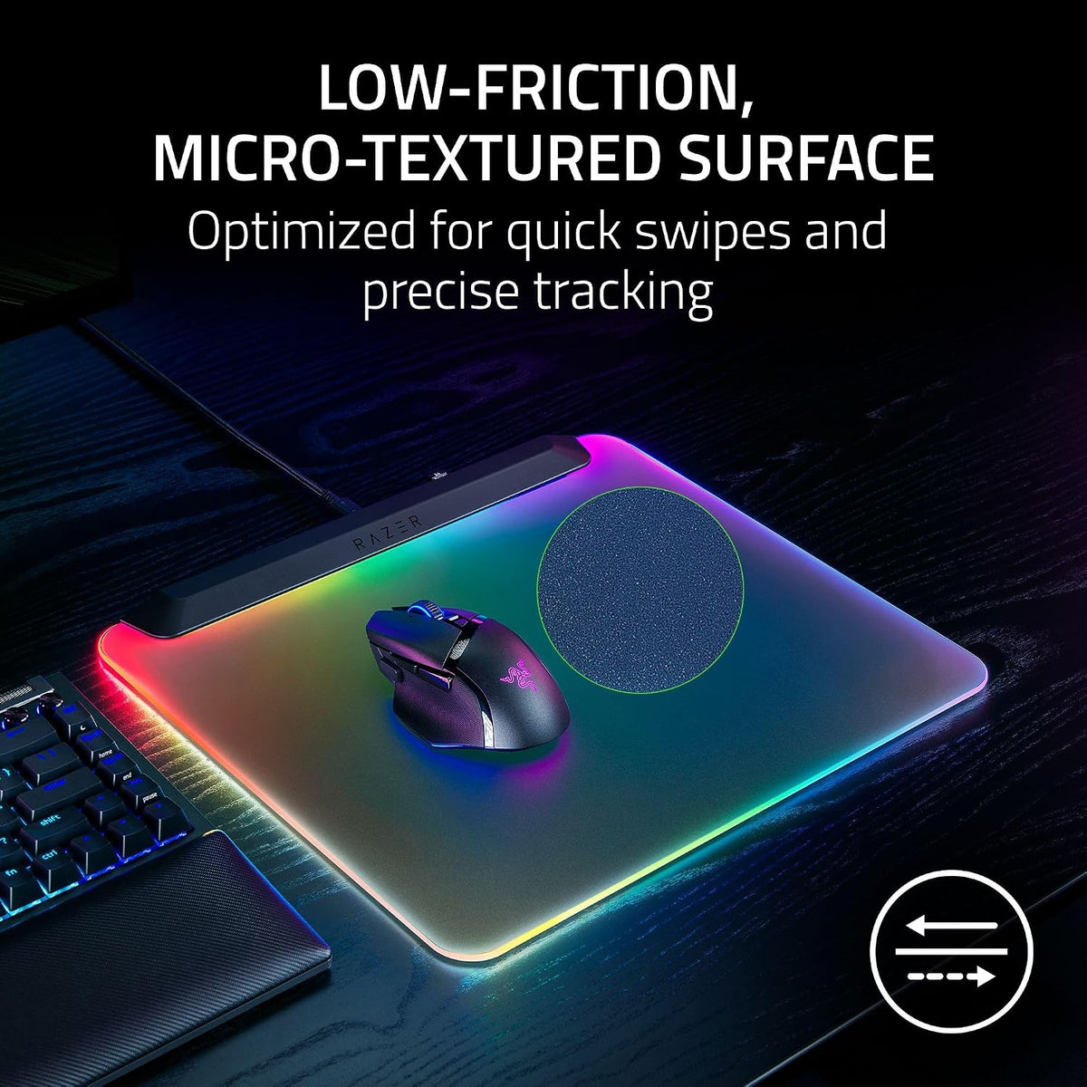 Razer Firefly V2 Pro Fully Illuminated RGB Gaming Mouse Mat, Black