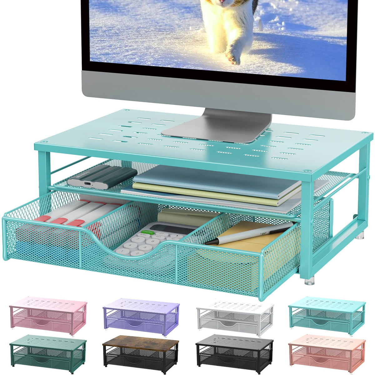 gianotter Monitor Stand with Drawer and 2 Pen Holders