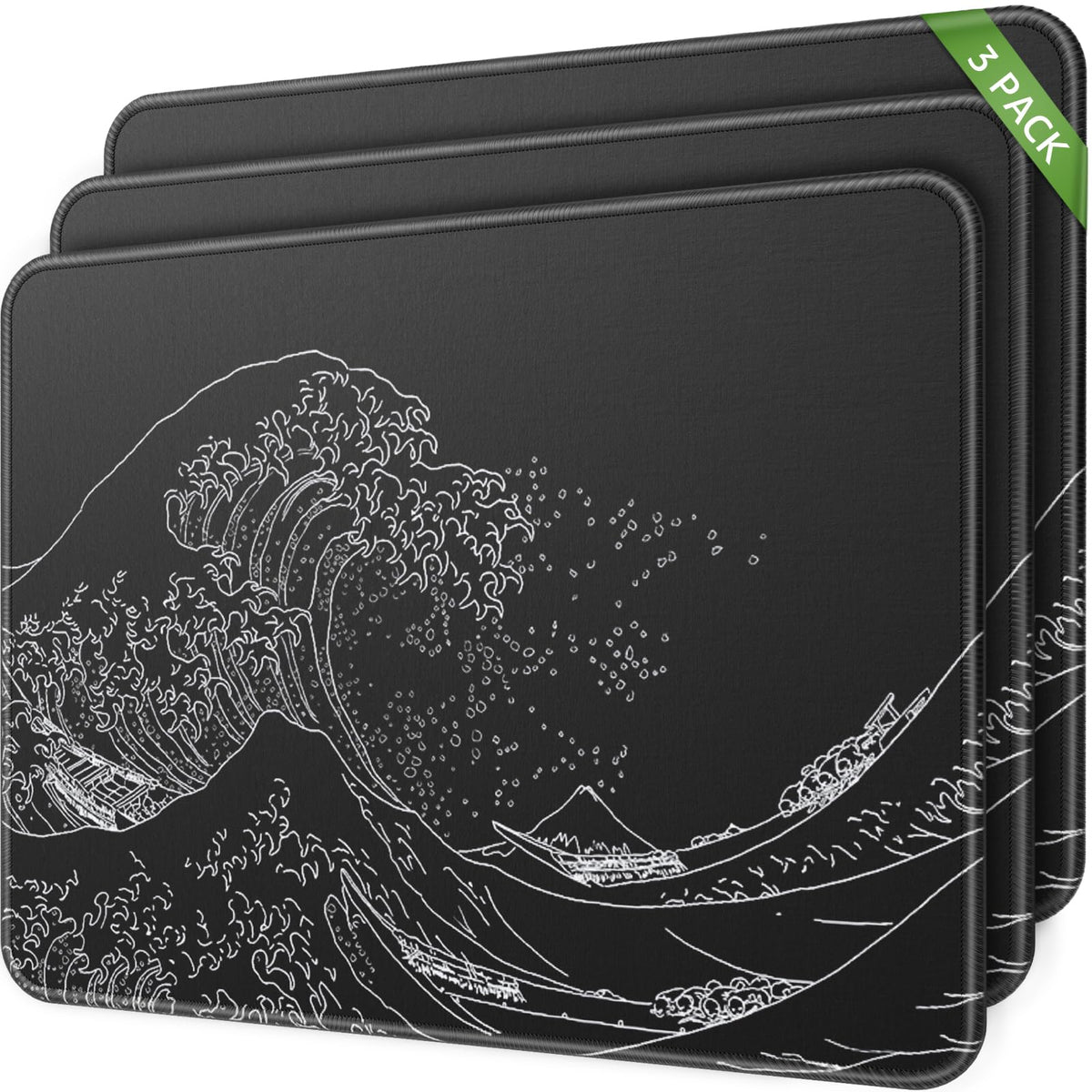 MROCO 3 Pack Mouse Pad, Black Mousepad for Desk, 30% Larger, 8.5 x 11 in