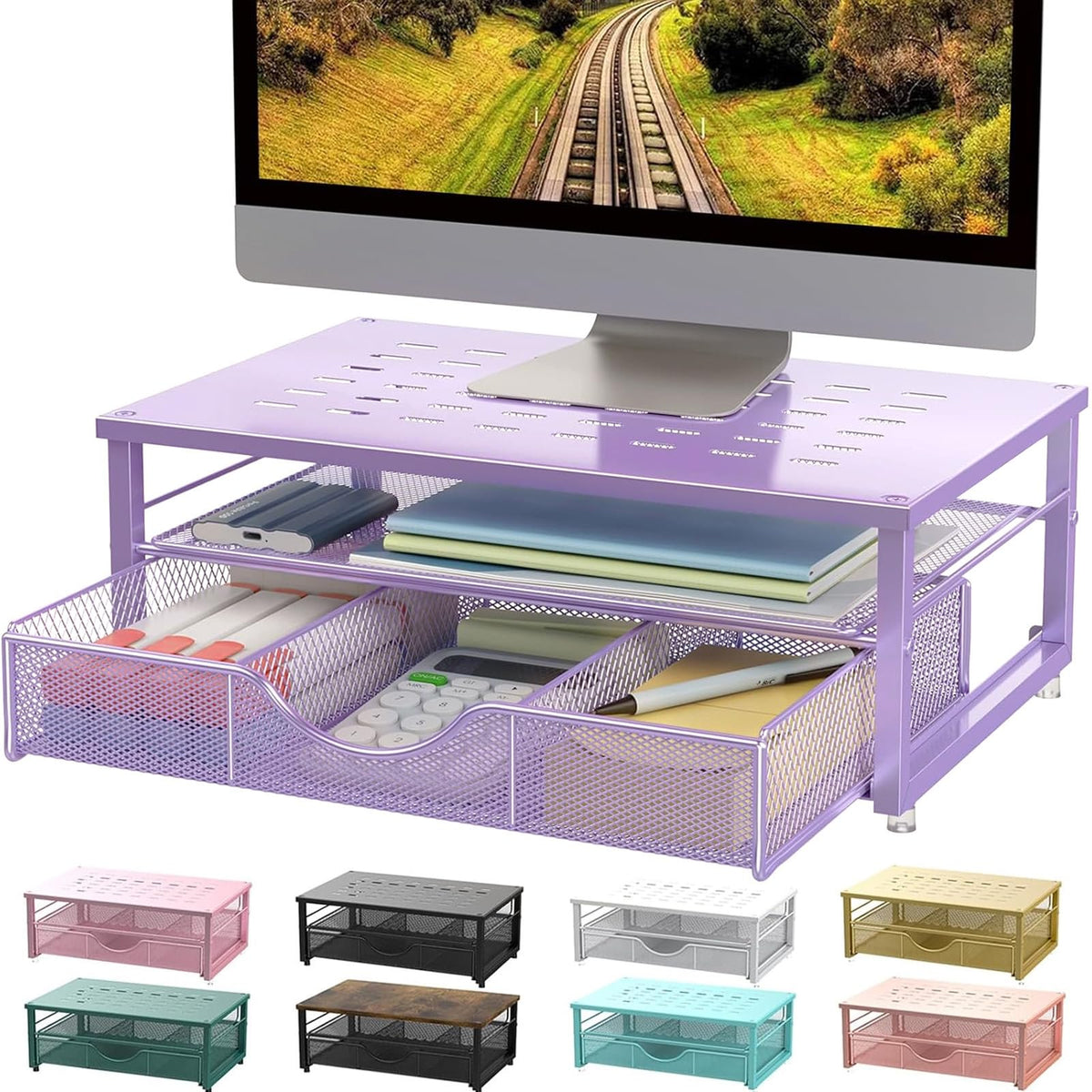 gianotter Monitor Stand with Drawer and 2 Pen Holders