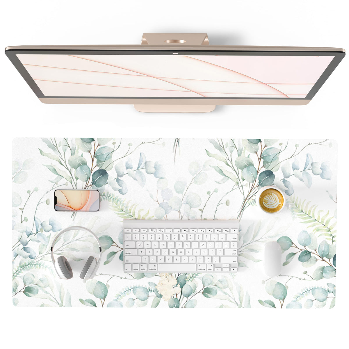 QiyI PU Leather Large Mouse Pad, Office Decor, 31.5" x 15.7", Rose Gold