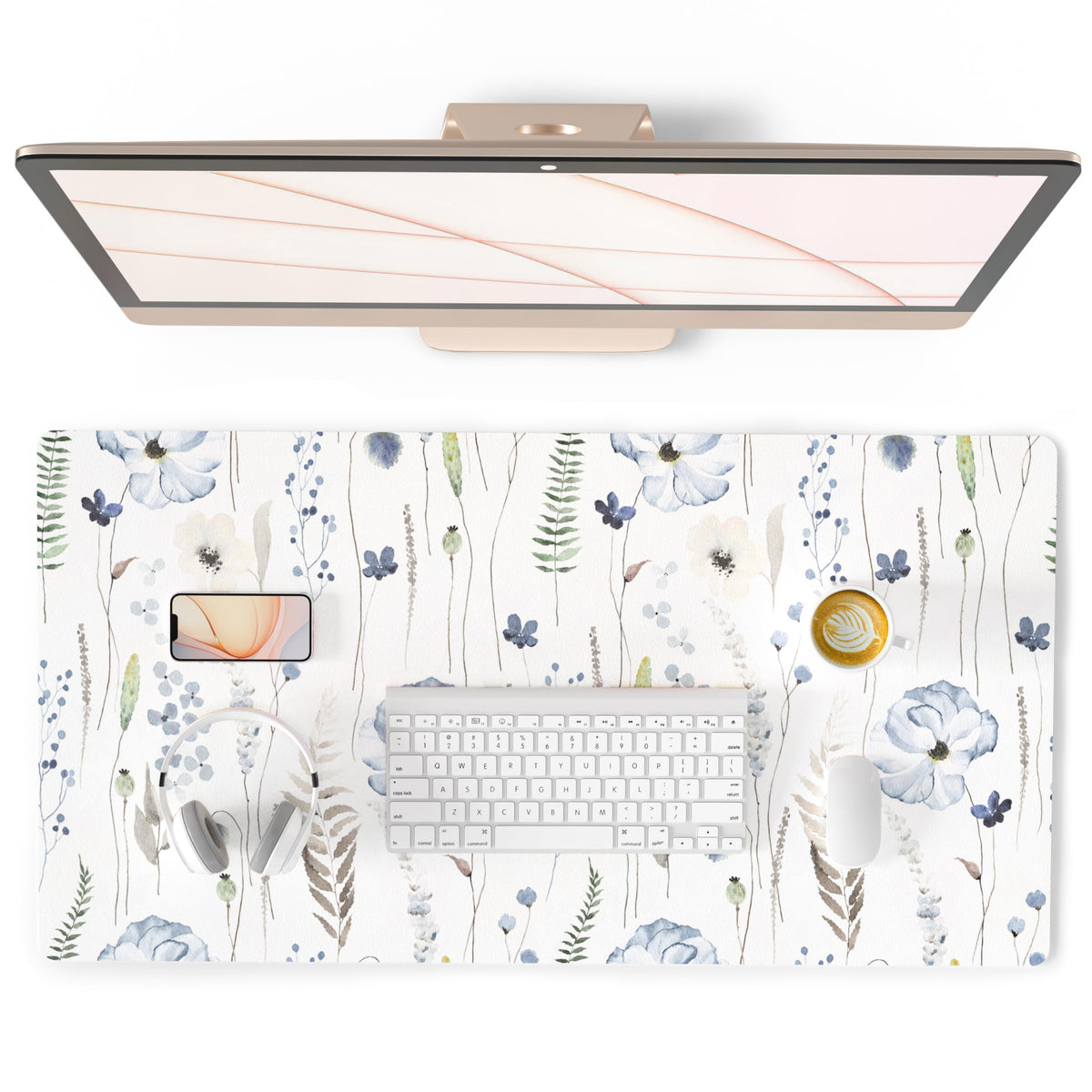 QiyI PU Leather Large Mouse Pad, Office Decor, 31.5" x 15.7", Rose Gold
