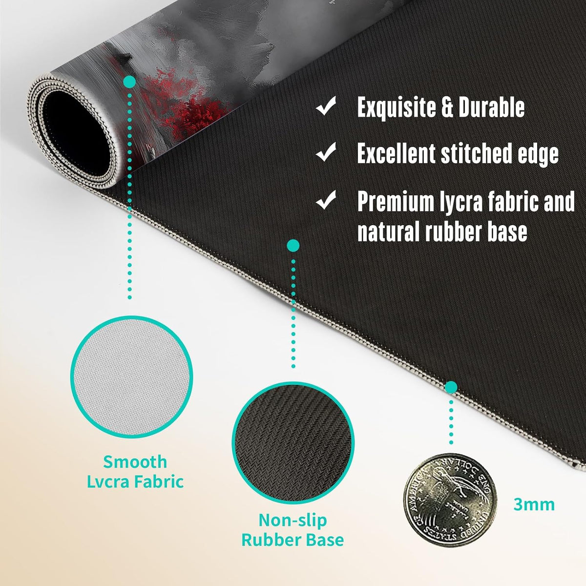 Extended Gaming Mouse Pad, Large Mouse Mat 3 mm Nature Rubber Base Mousepad with Stitched Edges, Non-Slip Desk Mat for Office Home Great Gift 31.5x11.8 Inch (Dark Canyon 5)