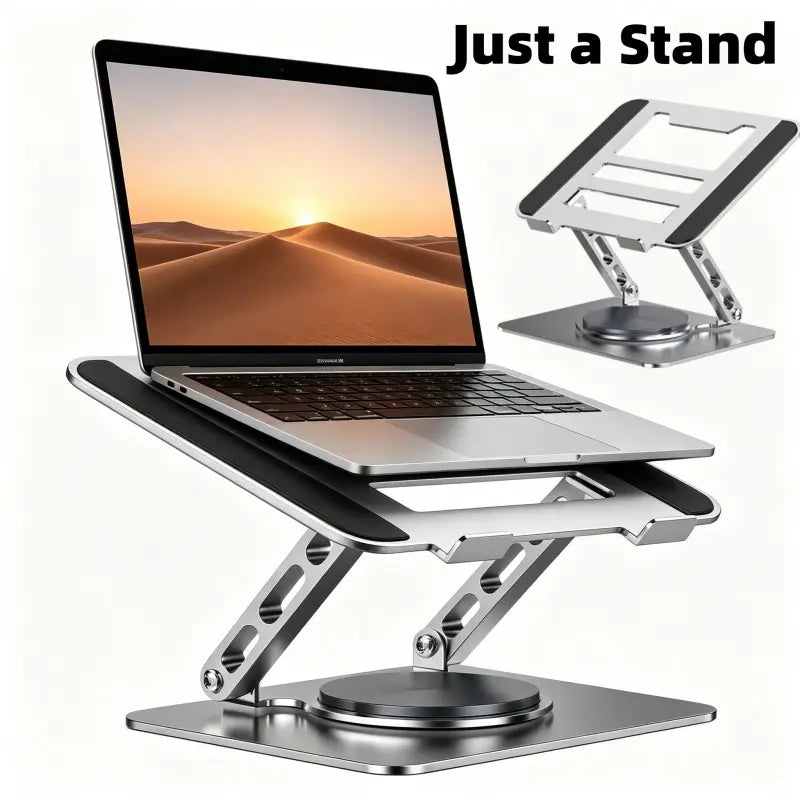 Adjustable Laptop Stand for Desk, 360° Rotating Base, Ergonomic Riser for Macbook Pro Air, Compatible with 10-15.6" Laptops