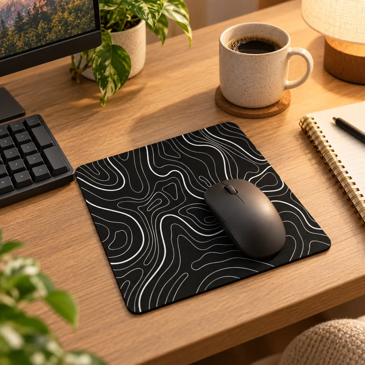Abstract Topographic Square Mouse Pad,9.84 x 11.81 in,Smooth Fabric Surface with Non-Slip Rubber Base,Desk Mat for Office,Home & Gaming