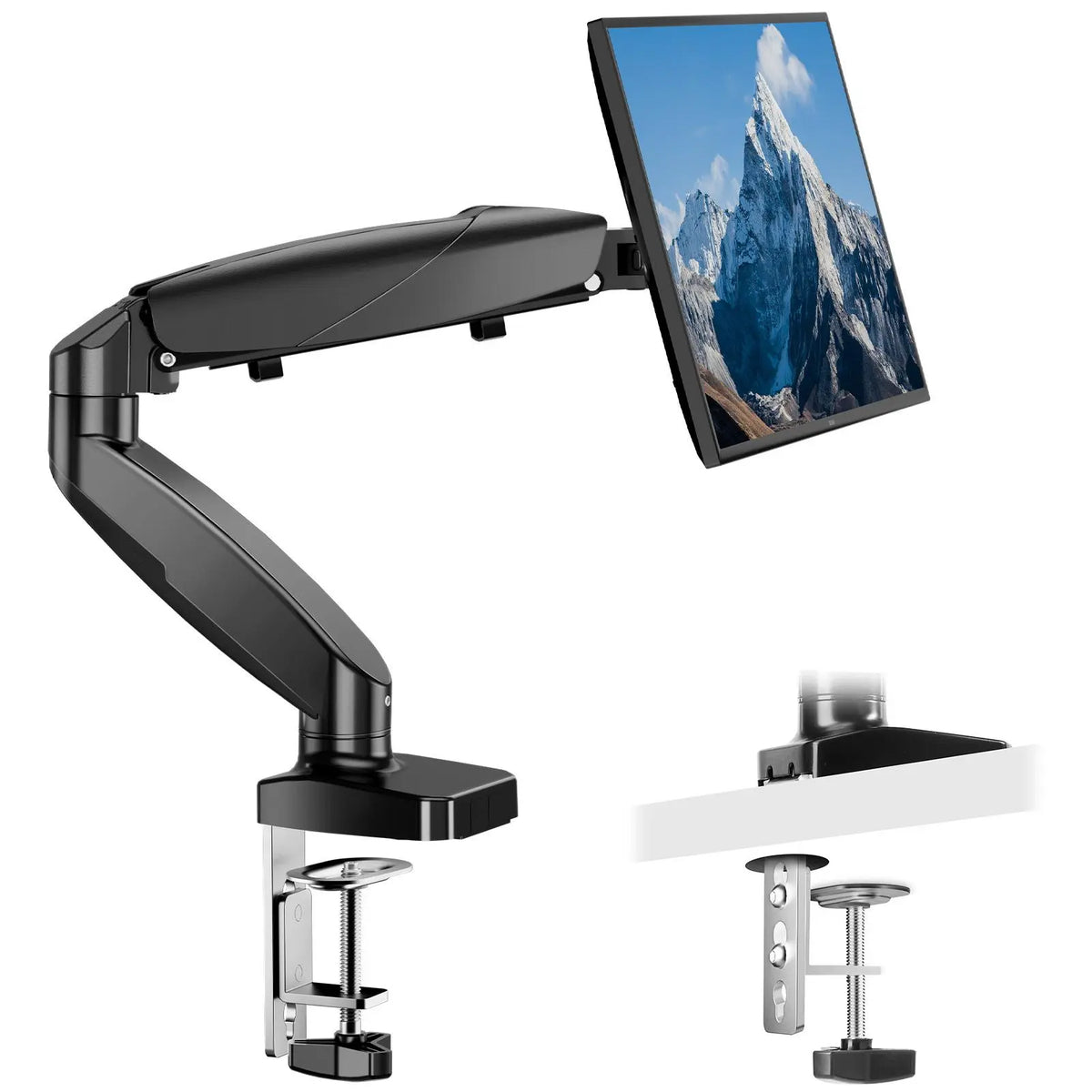 Sweetcrispy Dual Monitor Stand - Gas Spring Metal Plastic Desk Accessory, Full Motion Dual Monitor Arm Platforms & Stands for 13"-32" Screens (Up to 17.6 lbs Each) with 360° Rotation, Tilt, Swivel, VESA 75x75/100x100mm, Clamp/Grommet Base