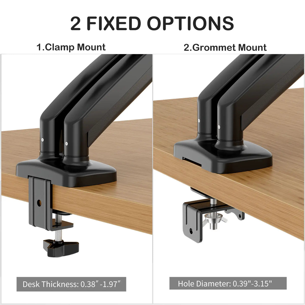 Sweetcrispy Sturdy Aluminum Alloy Gas Spring Monitor Arm Desk Mount - Ergonomic Office Computer Monitor Stand Riser, 15-27 Inch Ultra Wide Fit, 20.5in Reach, Clamp/Tension/Push-in (Grommet) Mount, Swivel, 90°/-85° Tilt, Neck & Back Strain Reducer