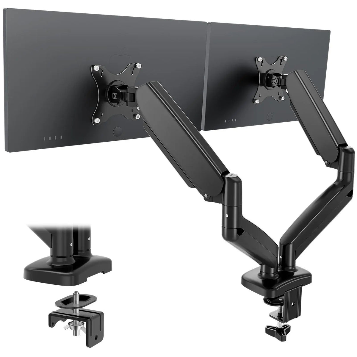 Sweetcrispy Modern Metal Monitor Arms Desk Mount - Adjustable for 13-32 in Monitors, Supports Up to 17.6lbs, Heavy-Duty Gas Spring Screen Mount with Grommet Clamp Base, VESA 75/100 Compatible