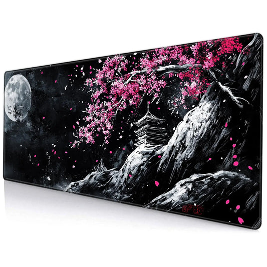 Cherry Blossom Landscape Pattern Mouse Pad, 1 Count Rectangle Gaming Mouse Pad with Anti-slip Rubber, Office Desk Keyboard Mouse Pad for Home Office Game Room Desk, Desk Accessories, Computer Accessories For Desk