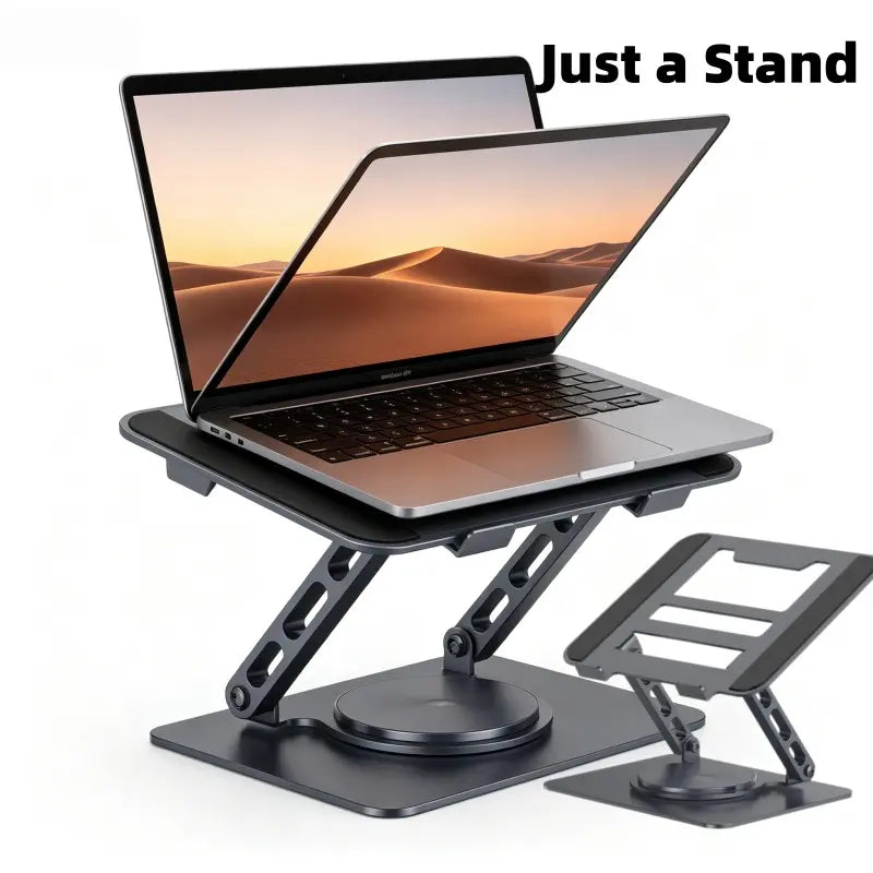 Adjustable Laptop Stand for Desk, 360° Rotating Base, Ergonomic Riser for Macbook Pro Air, Compatible with 10-15.6" Laptops