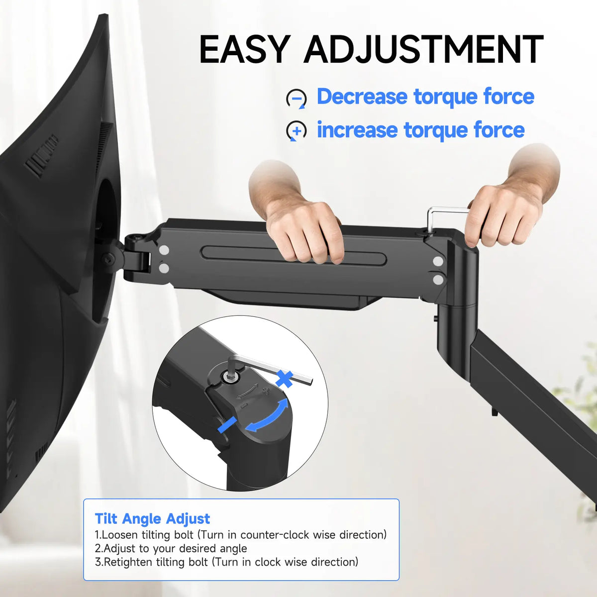 SUPTEK Compact Alloy Steel Single Arm Monitor Mount for Small Home Office Desk - Adjustable for 13-32 Inch Monitors, Clamp-Mounted for Cleaner, More Comfortable Workspace, Great Gift Idea