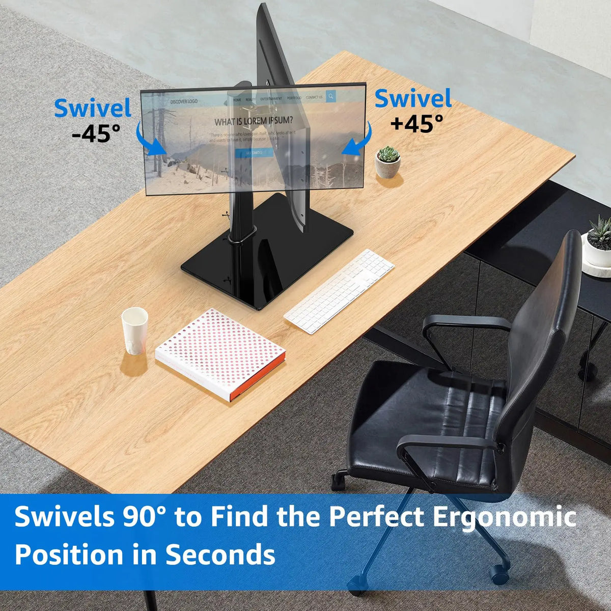MOUNTUP 13"-32" Monitor Stand for Desk, Freestanding Monitor Mount with Swivel, Height, Rotation Adjustment, MU1003